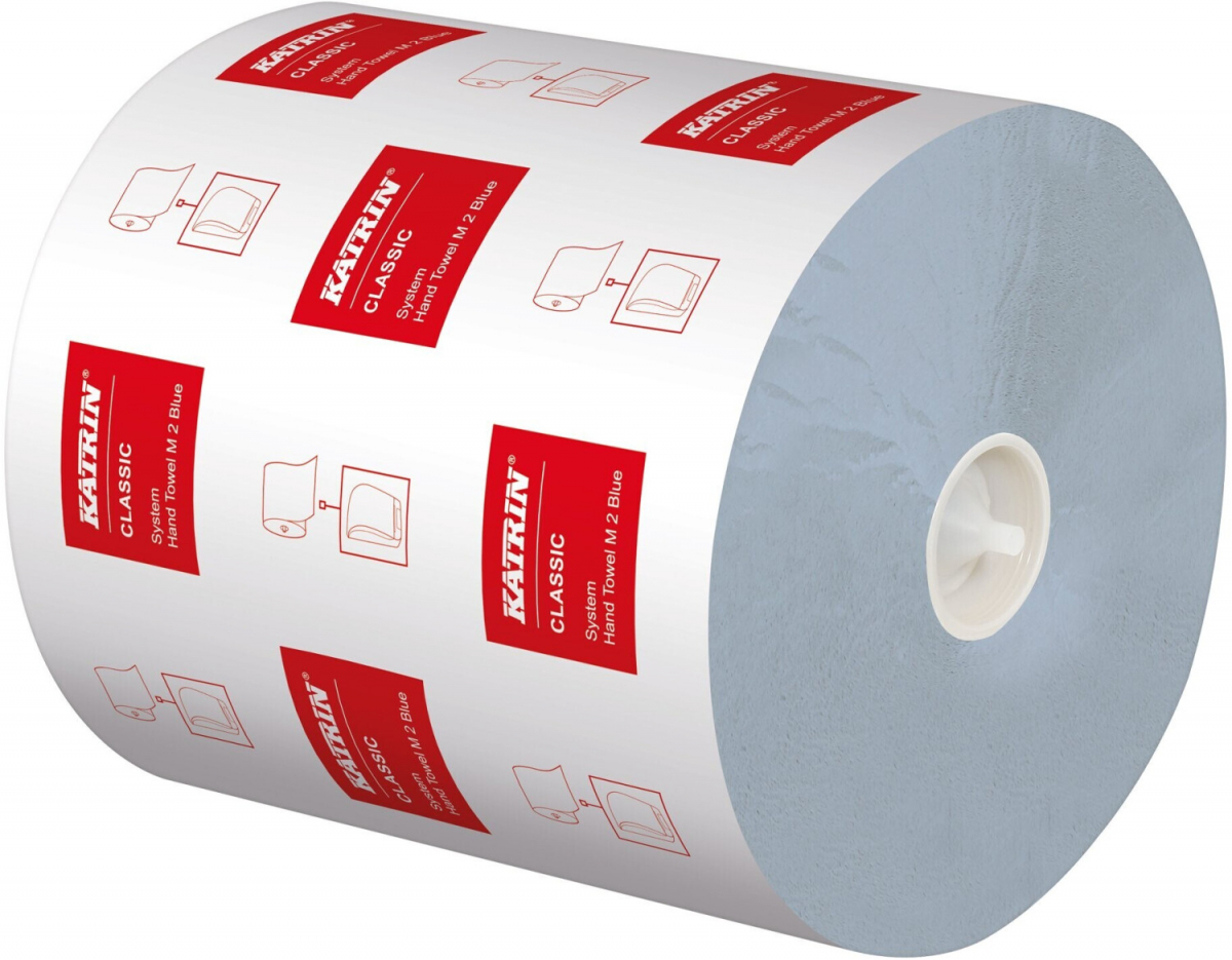 KATRIN SYSTEM HANDTUCHROLLEN M, blau, 2-lagig, Karton á 6 Rollen