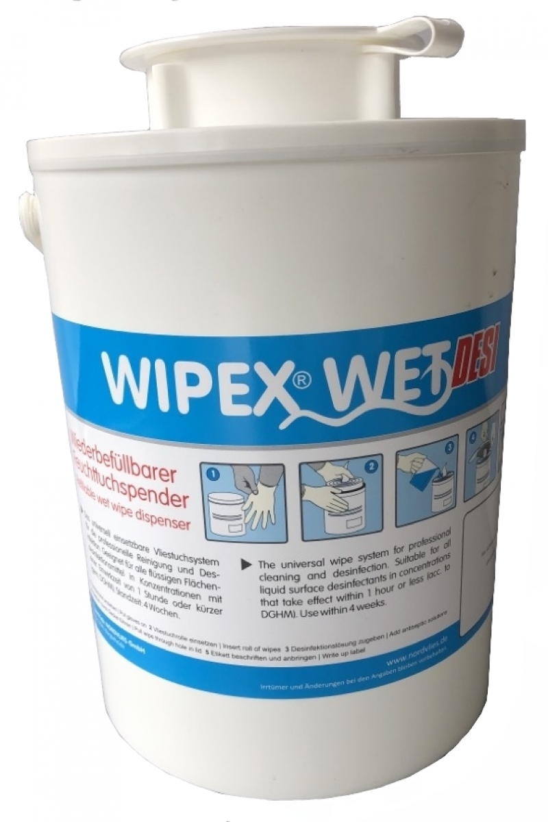 WIPEX-Hygiene, WET DESI FEUTTUCHSPENDER, wei, Kunstoff, wiederverwendbar, Entnahmeffnung wei