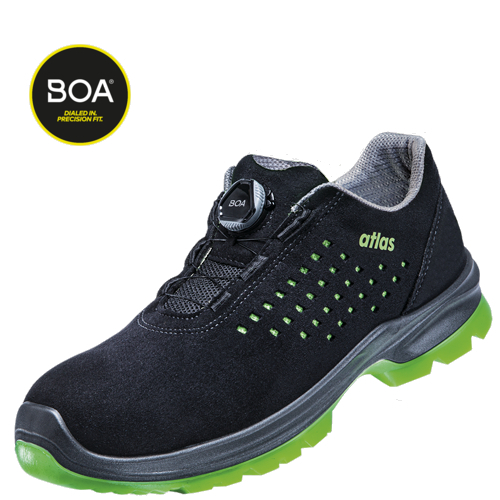 ATLAS-S1P-Sicherheitshalbschuhe, SL 9205 XP Boa, ESD, Weite 12, schwarz/grün