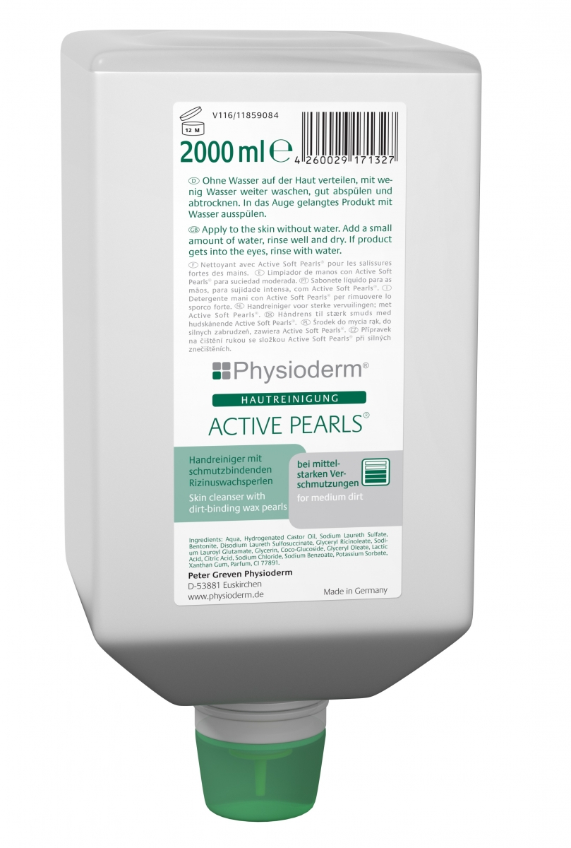 GREVEN-Hygiene, HAUTREINIGUNG, `Physioderm active pearls`, 2000 ml Faltflasche