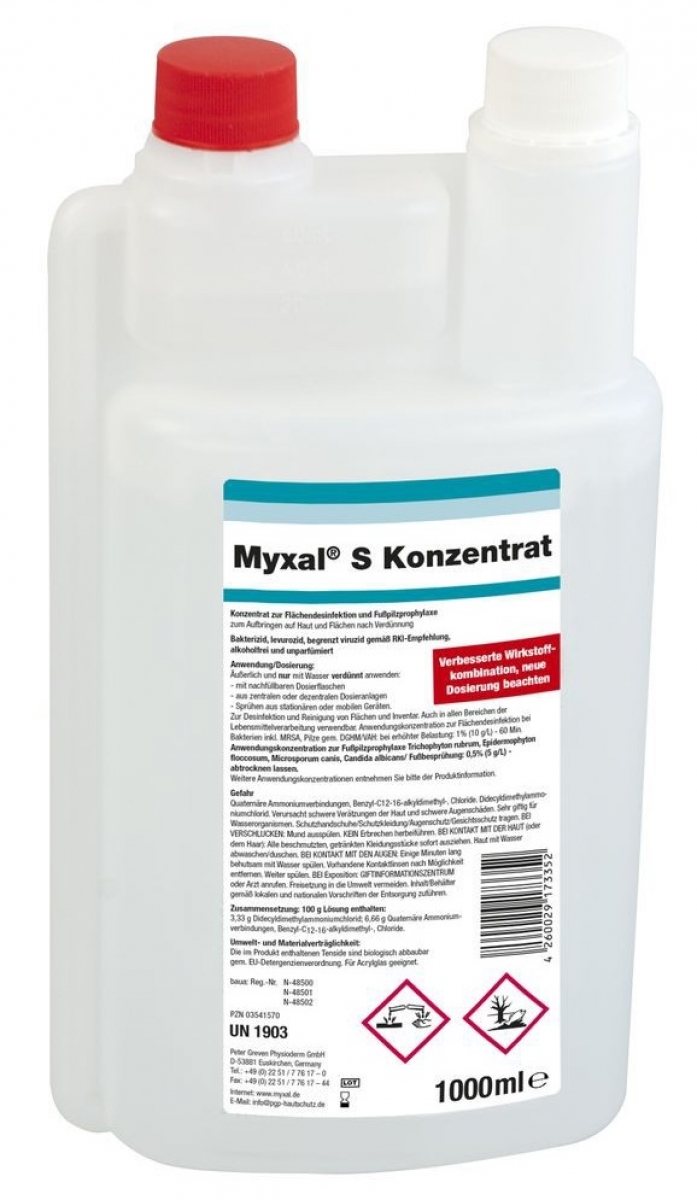GREVEN-Hygiene, FUSSPILZPROPHYLAXE, `Myxal S Konzentrat`, 1000 ml Dosierflasche