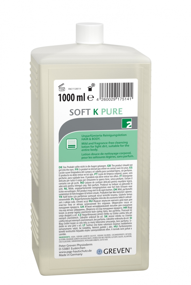 GREVEN-Hygiene, REINIGUNGSLOTION, `Ivraxo soft K`, unparfmiert, 1000 ml Flasche
