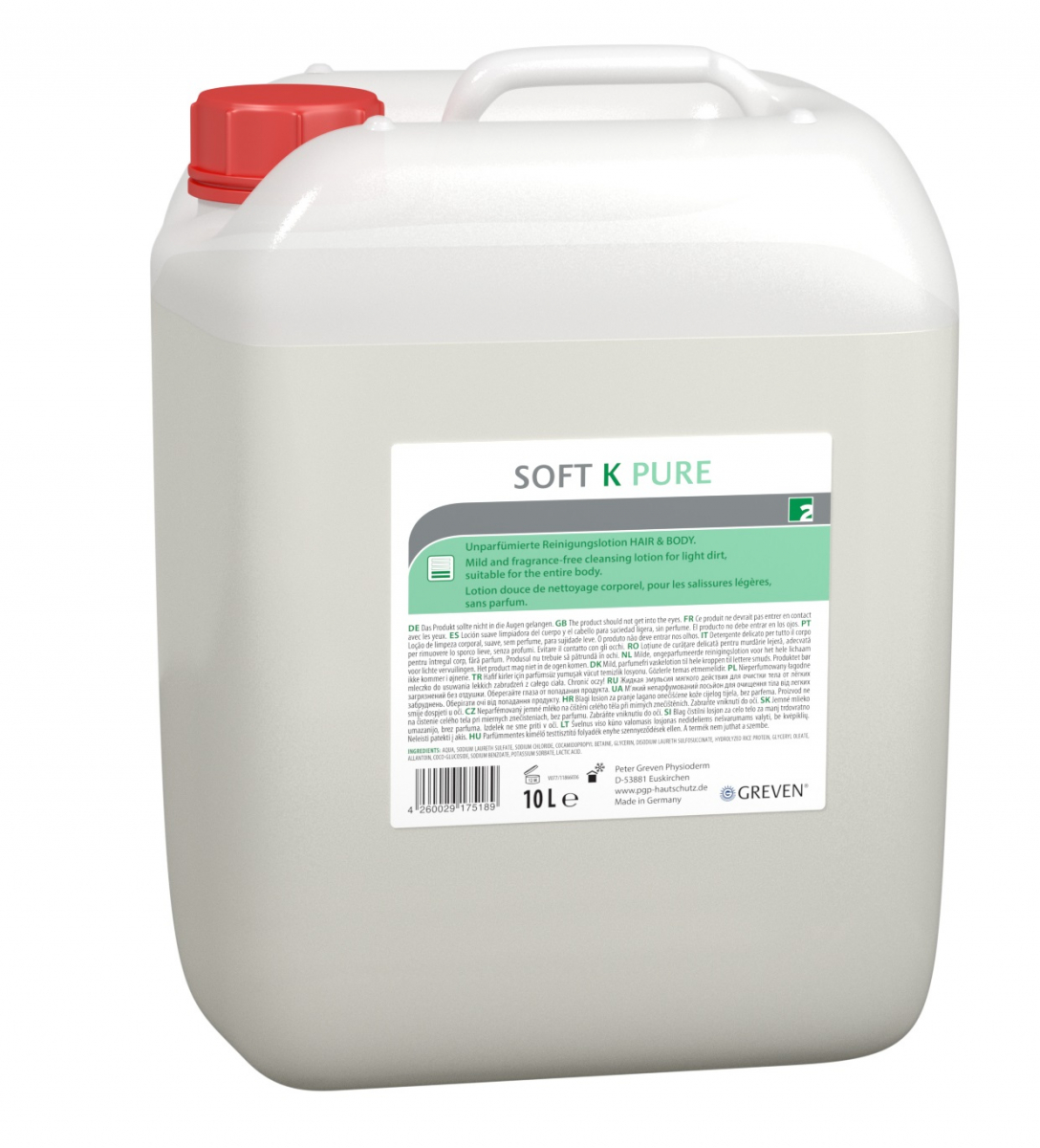 GREVEN-Hygiene, REINIGUNGSLOTION, `Ivraxo soft K`, unparfmiert, 10 L Kanister