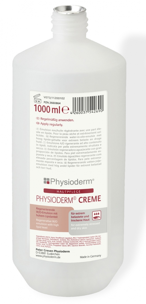 GREVEN-Hygiene, Hautpflege-Lotion, Physioderm Creme`, 1000 ml Rundflasche