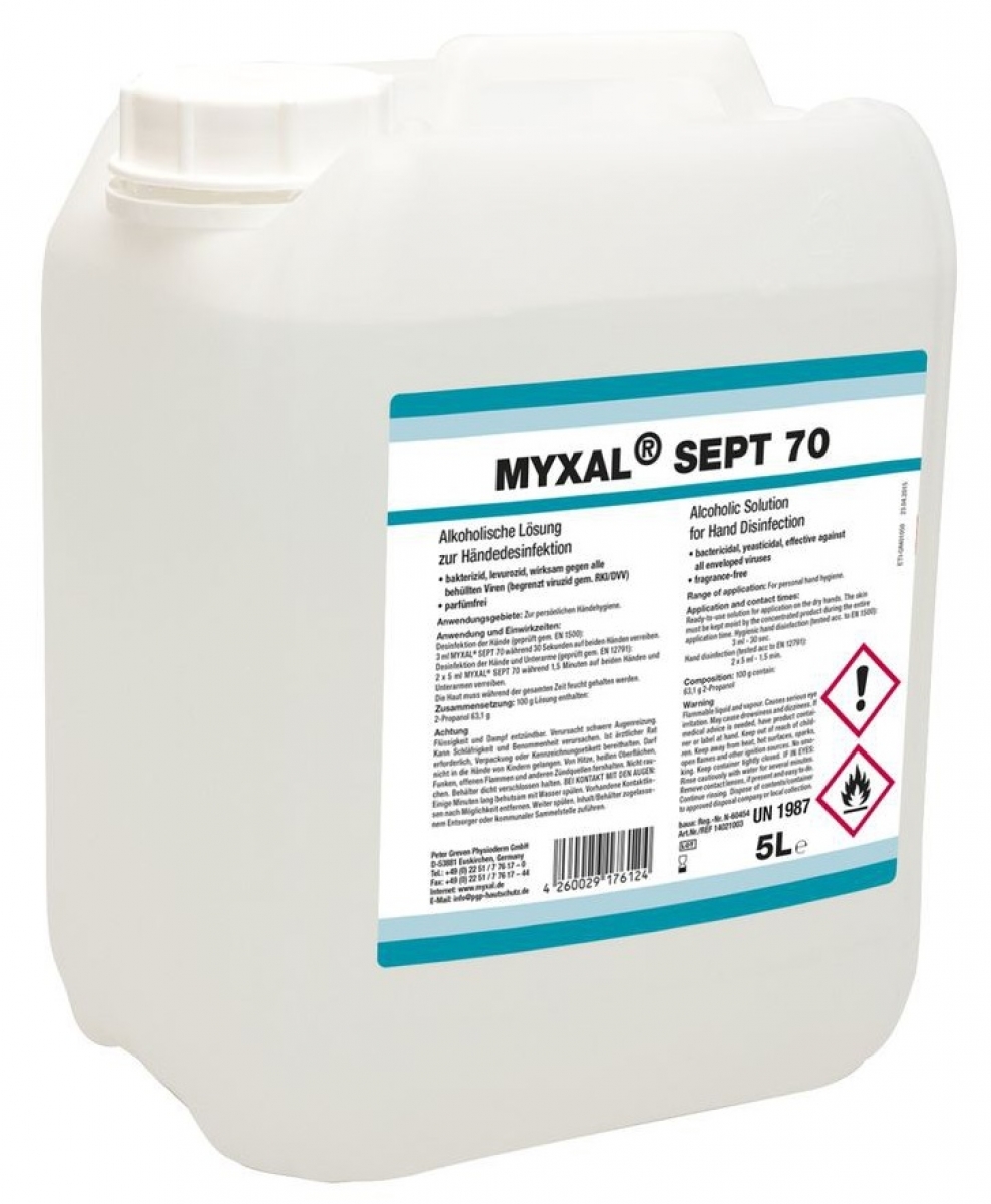GREVEN-Hygiene, HANDDESINFEKTION, `Myxal Sept 70`, 5 ltr. Kan., VE = 3 Kanister