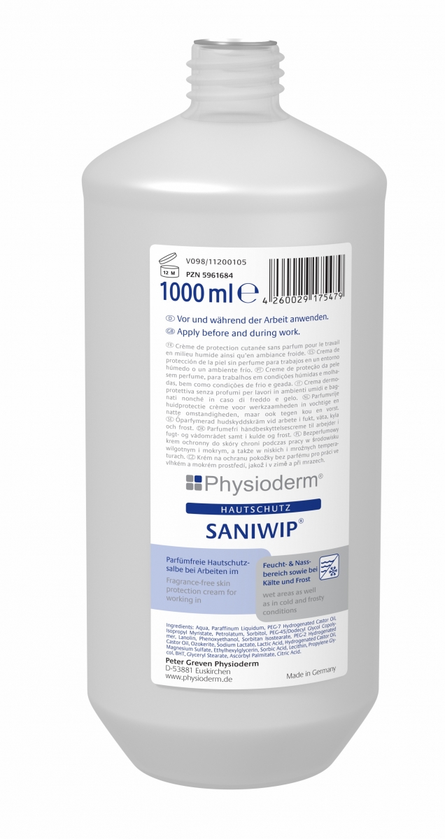 GREVEN-Hygiene, Hautschutz-Lotion, Saniwip`, 1000 ml Rundflasche