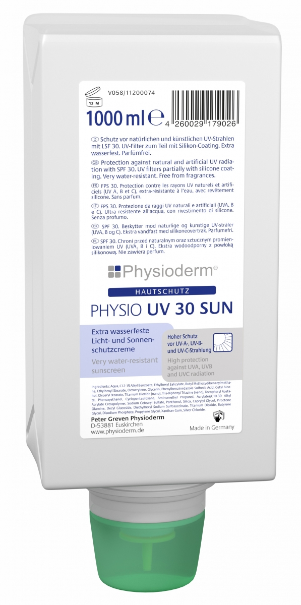 GREVEN-Hygiene, Hautschutz-Lotion, Physio UV 30 sun`, 1000 ml Varioflasche