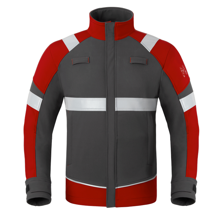 HAVEP-Softshelljacke, 5safety Image+, flammhemmend, antistatisch, charcoal/rot