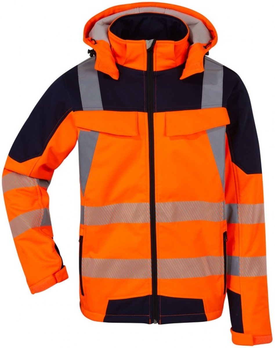 WATEX-Warnschutz, Softshell-Jacke, wintergefttert, leuchtorange/marine