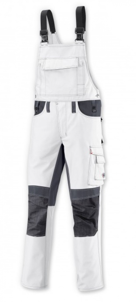 BP-Workwear, Arbeits-Berufs-Latz-Hose, ca. 295g/m², weiß/dunkelgrau