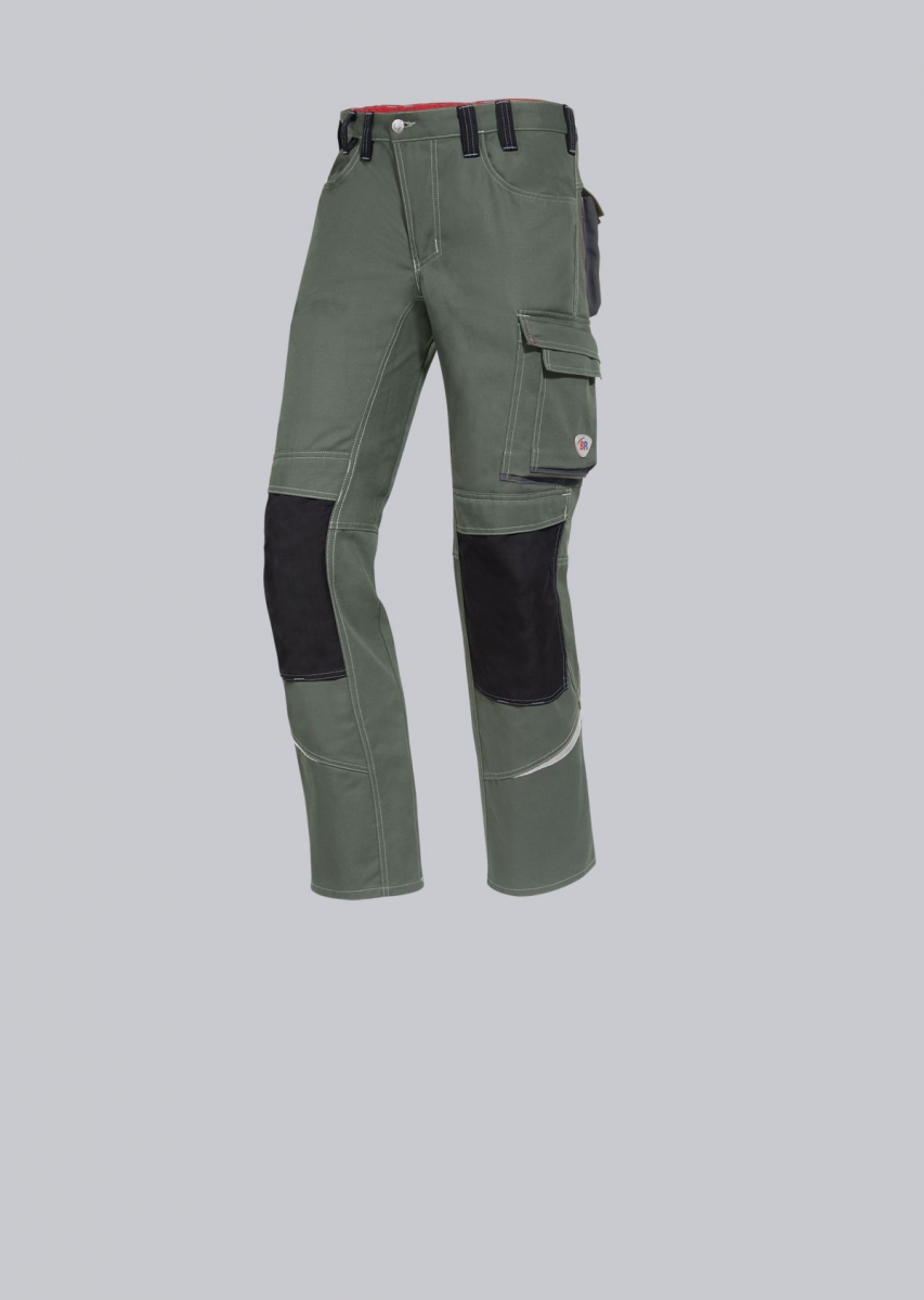 BP-Workwear, Arbeitshose, KOMFORT, Reflexstreifen, Kniepolstertaschen, Farbe:olivgrn/anthrazit