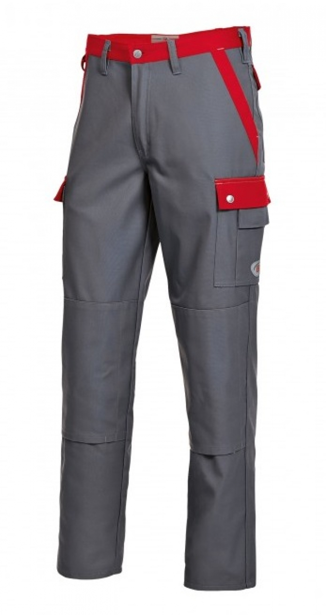 BP-Workwear, Arbeitshose, Berufs-Bund-Hose, Cotton Plus dunkelgrau/rot