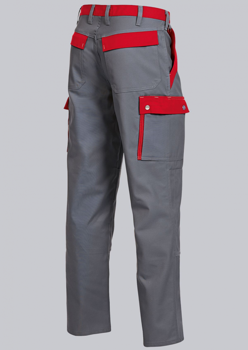 BP-Workwear, Arbeitshose, Berufs-Bund-Hose, Cotton Plus dunkelgrau/rot