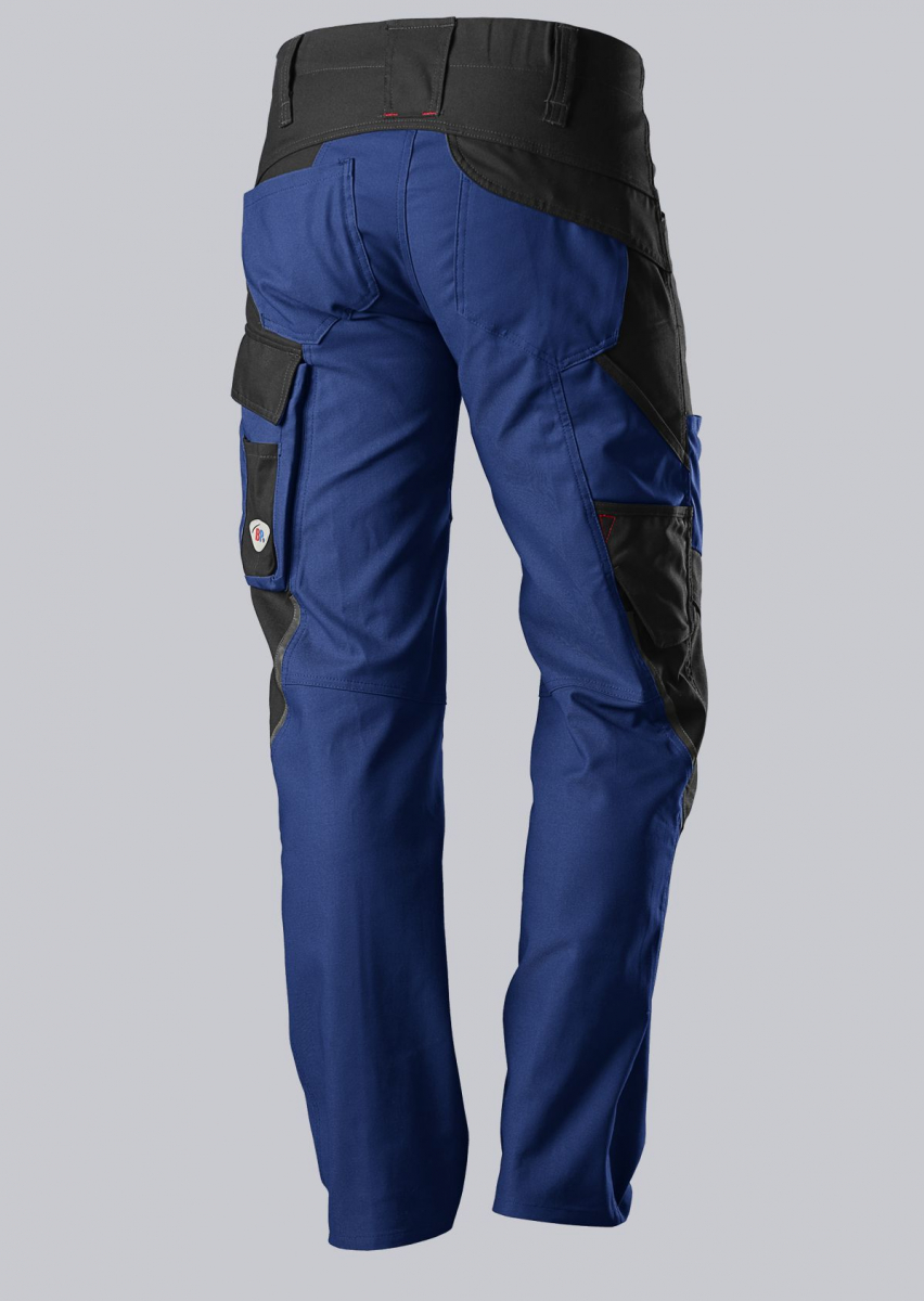 BP-Workwear, Arbeitshose, robust, Kniepolstertaschen, erhöhter Dehnbund, Farbe: königsblau/ schwarz