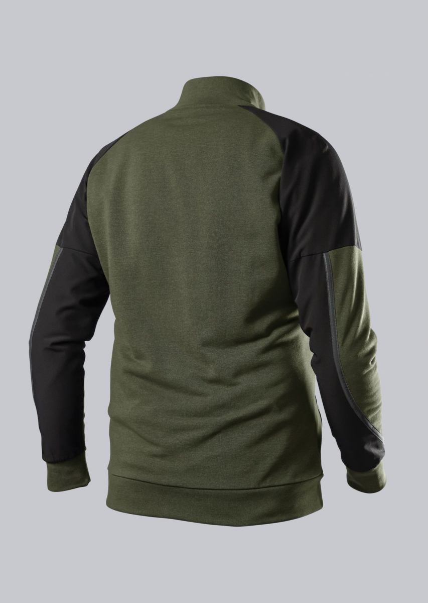 BP-Worker-Shirts, Herren-Sweatshirt-Troyer, BP-Worker-Shirts,lus Modern Stretch, oliv/schwarz