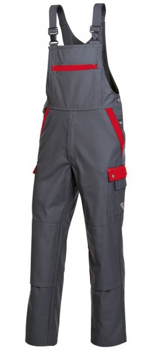 BP-Workwear, Arbeits-Berufs-Latz-Hose, Cotton Plus, dunkelgrau/rot