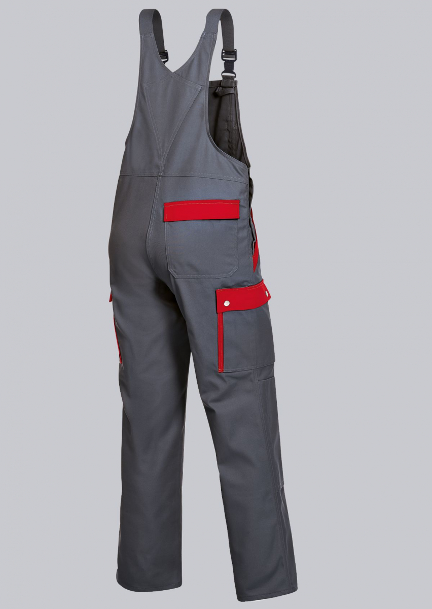 BP-Workwear, Arbeits-Berufs-Latz-Hose, Cotton Plus, dunkelgrau/rot