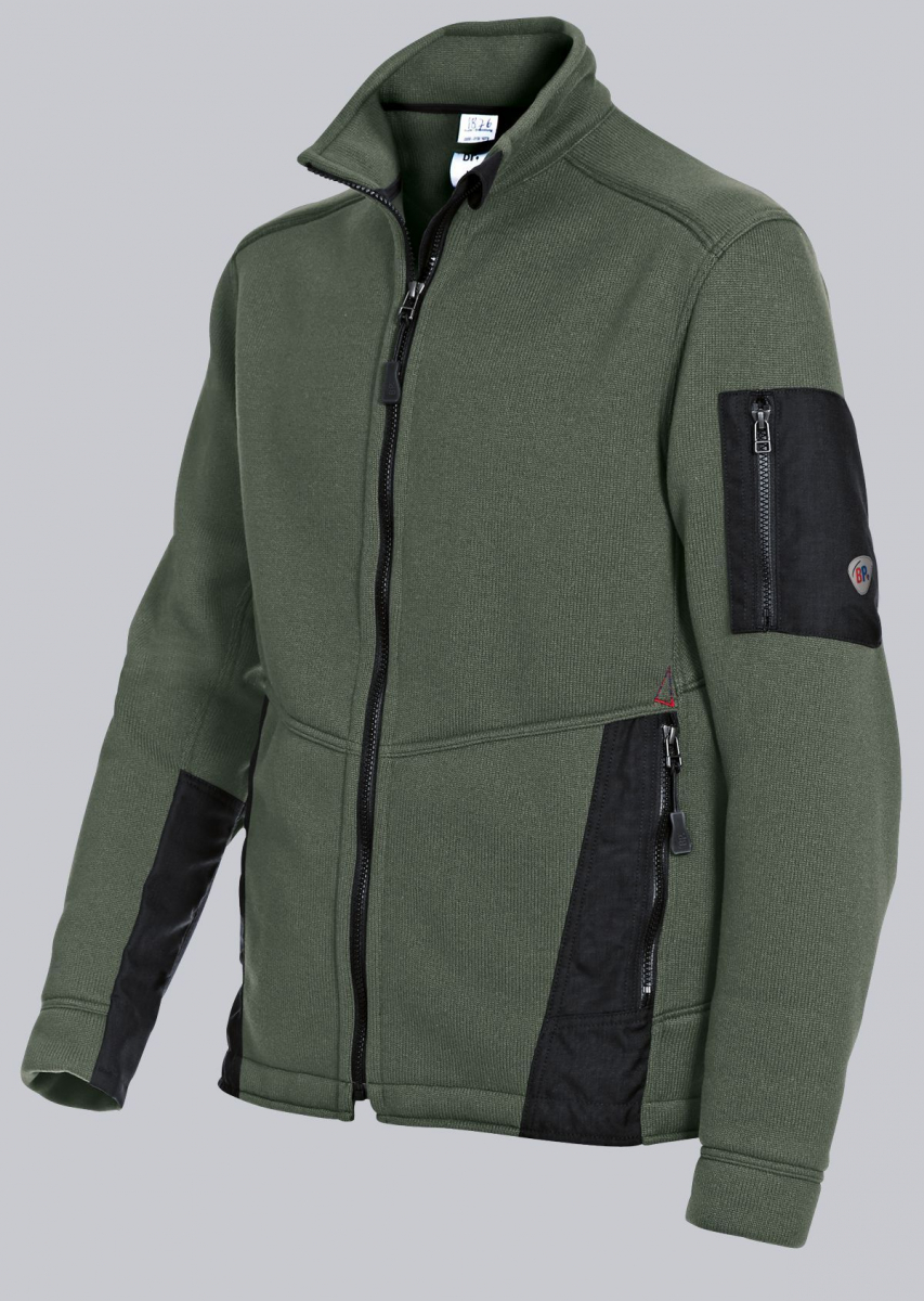 BP-STRICKFLEECEJACKE, Stehkragen, Farbe: olivgrn/ anthrazit