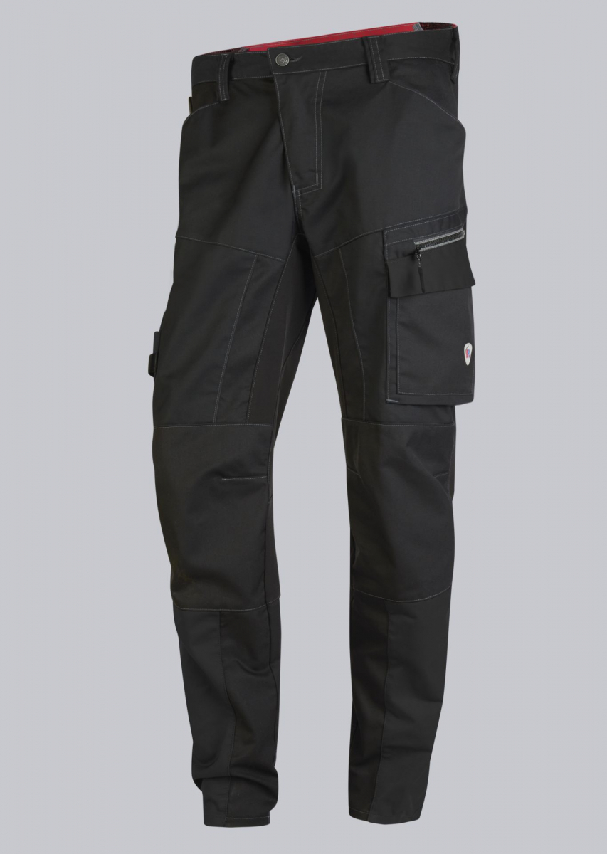 BP-HYBRID-ARBEITSHOSE, leicht, Stretcheinsätze, Reflexelemente am Bein und an der Schenkeltasche, Farbe:schwarz