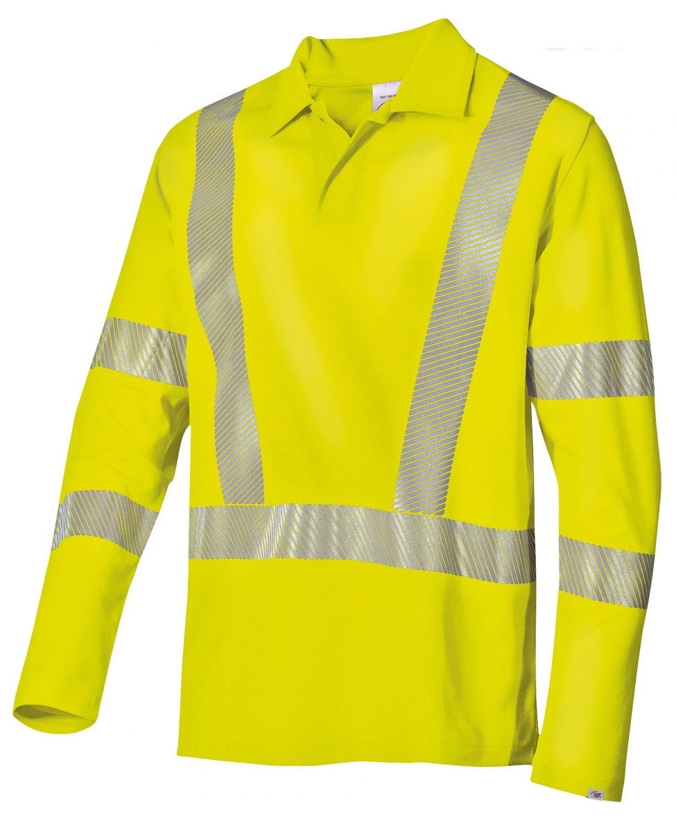BP-Warnschutz, Langarmpoloshirt für Sie & Ihn, warngelb
