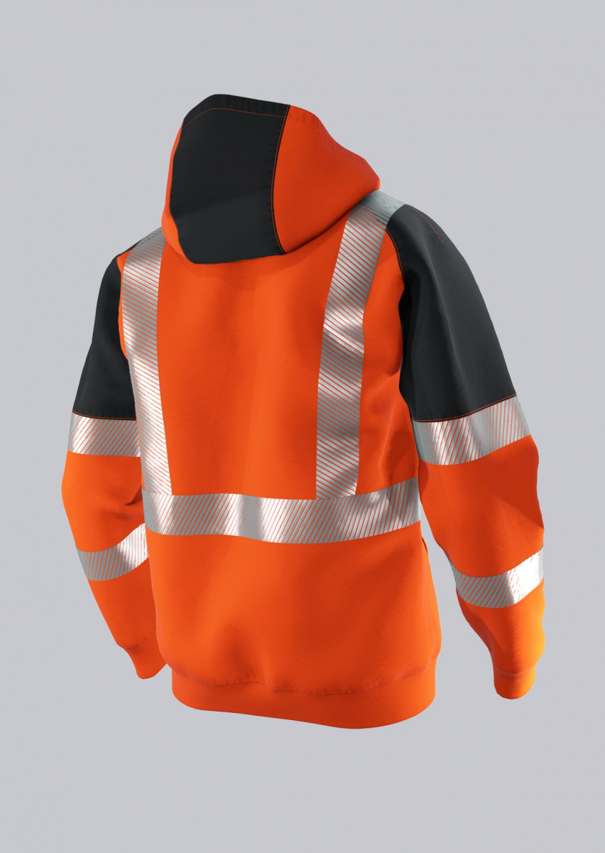 BP-Warnschutz-Sweatjacke mit Kapuze, 320 g/m², warnorange/anthrazit