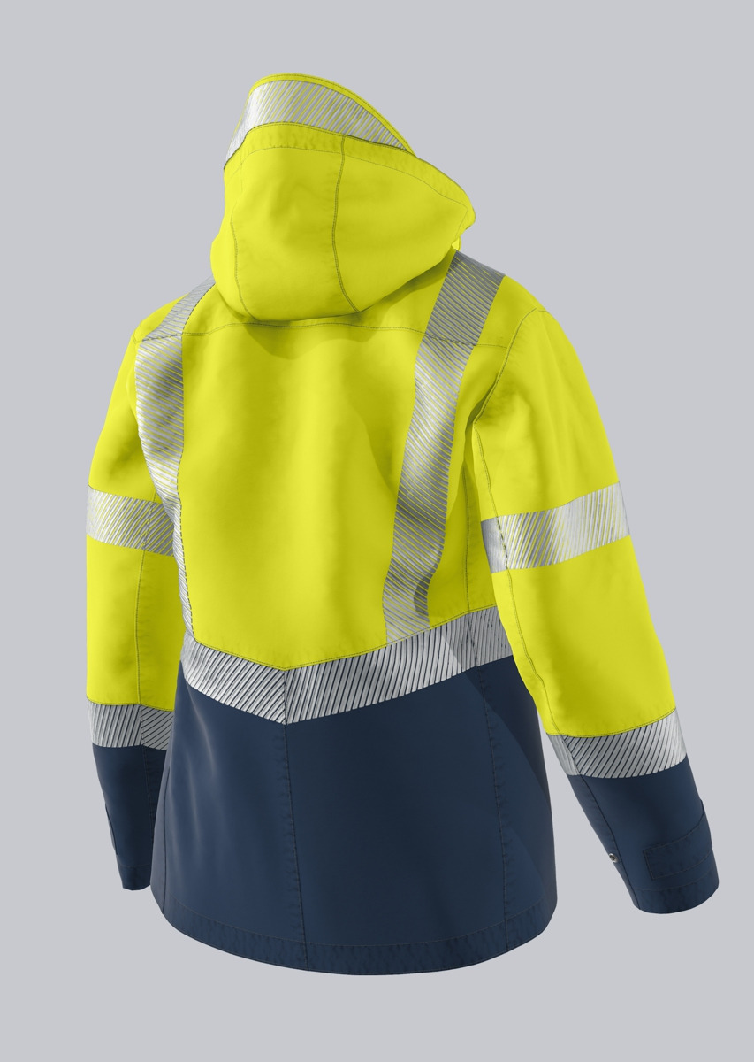 BP-DAMEN-WARNSCHUTZ-MULTINORM-WETTERSCHUTZJACKE, APC2, leicht, Farbe: warngelb/ nachtblau