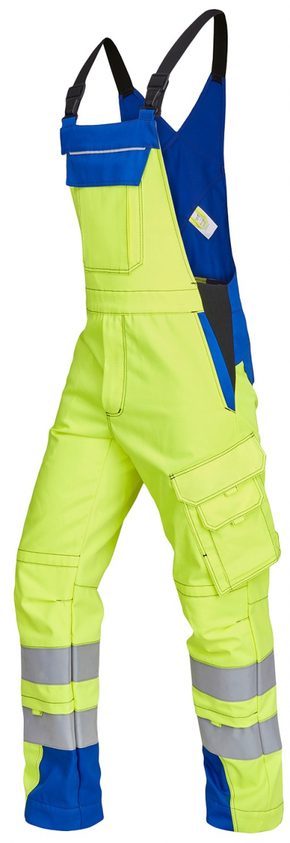 ROFA-Warnschutz, Latzhose, Vis Line, 340 g/m², leuchtgelb/kornblau