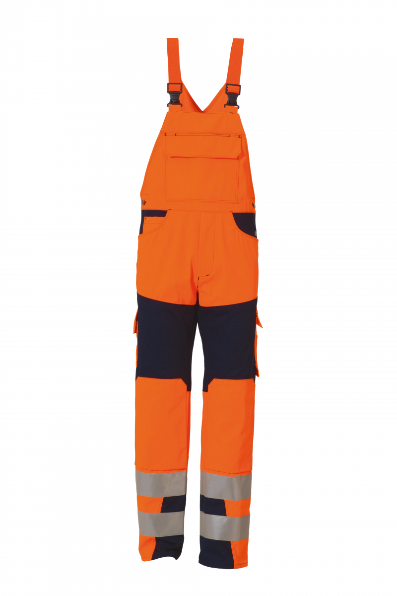 ROFA-Warnschutz, Warn-Schutz-Latzhose, Newline, ca. 290 g/m, leuchtorange-marine