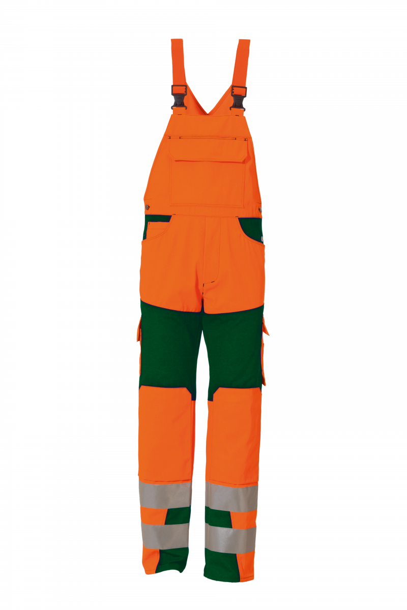 ROFA-Warnschutz, Warn-Schutz-Latzhose, Newline, ca. 290 g/m², leuchtorange-grün