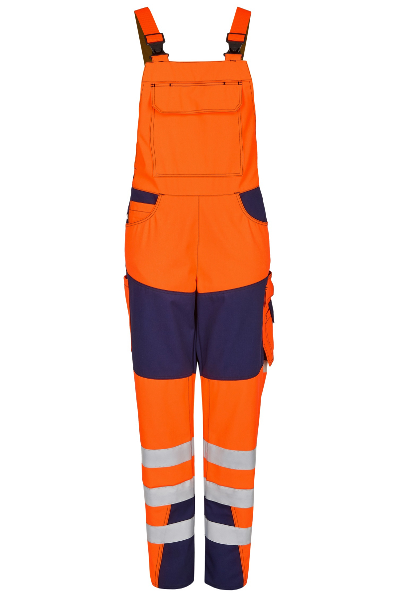 ROFA-Warnschutz, Damen-Warnschutzlatzhose, Newline, ca. 290 g/m, leuchtorange-marine