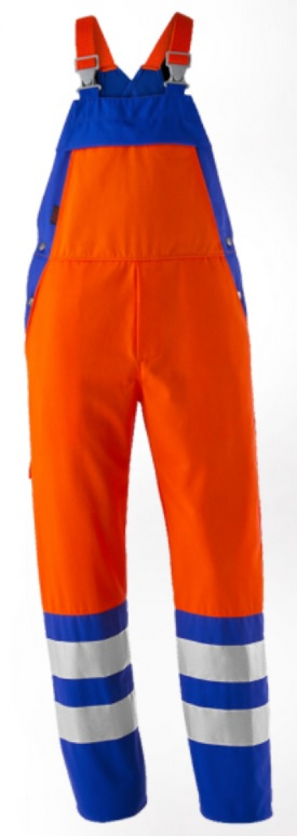 ROFA-Warnschutz, Warn-Schutz-Latzhose, Duo-Color, ca. 275 g/m, leuchtorange-kornblau