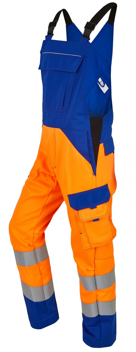 ROFA-Warnschutz, Latzhose, Multi 7, leuchtorange/kornblau