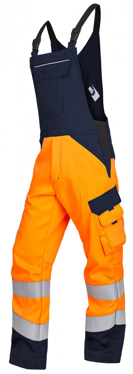 ROFA-Warnschutz, Latzhose, Multi 7, leuchtorange/marine