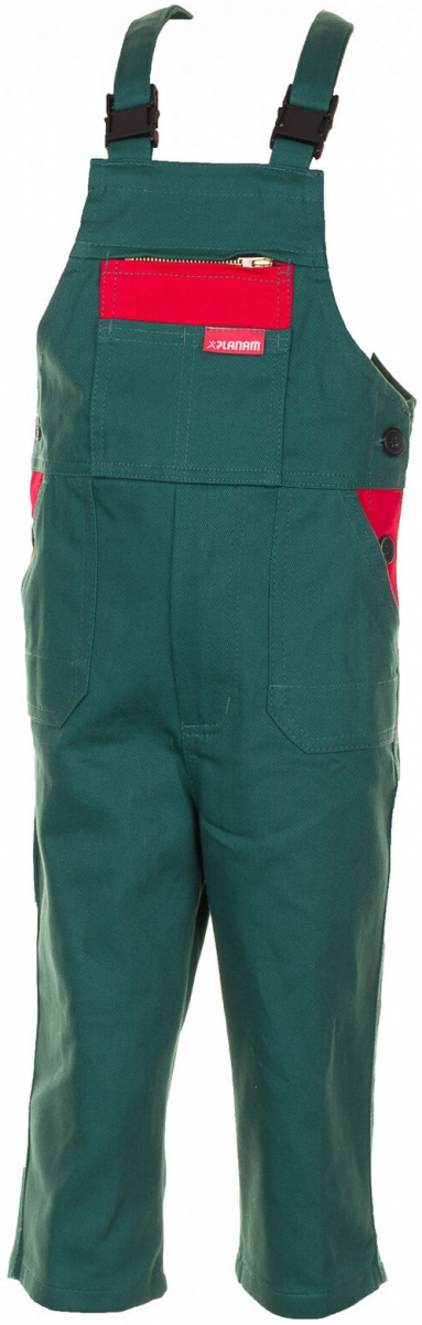 PLANAM-Workwear, Kinder Latzhose mittelgrün/rot