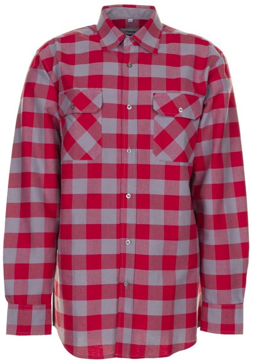 PLANAM-Workwear, Square-Arbeits-Berufs-Hemd, rot/zink