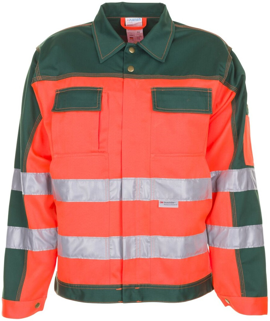 PLANAM-Warnschutz, Bund-Jacke, Warnjacke kontrast orange/grün