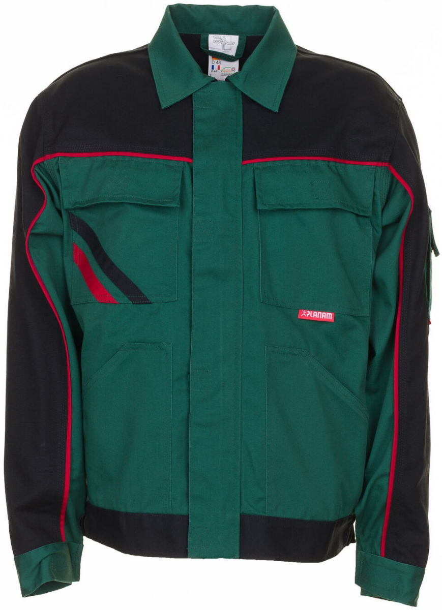 PLANAM-Workwear, Arbeits-Berufs-Bund-Jacke, MG Highline grün/schwarz/rot