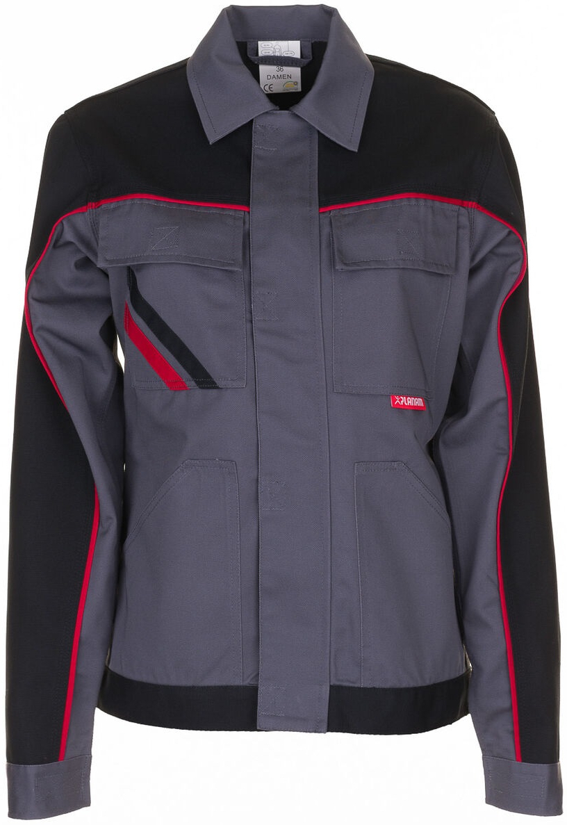 PLANAM-Workwear, Damen-Arbeits-Berufs-Bund-Jacke, MG Highline schiefer/schwarz/rot