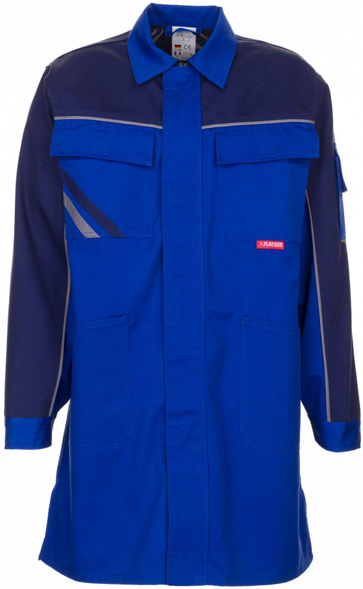 PLANAM-Workwear, Arbeits-Berufs-Mantel, Kittel, Highline kornblau/marine/zink