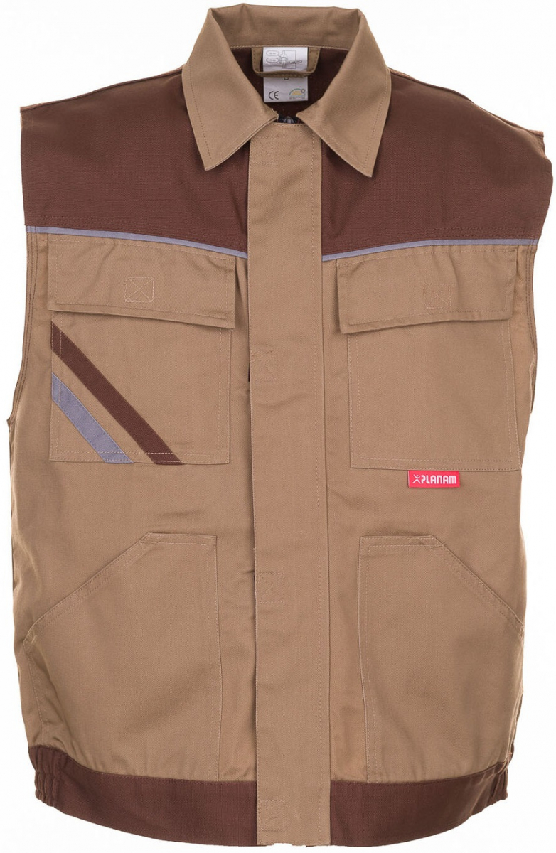 PLANAM-Workwear, Arbeitsweste, Weste MG Highline, beige/braun/zink