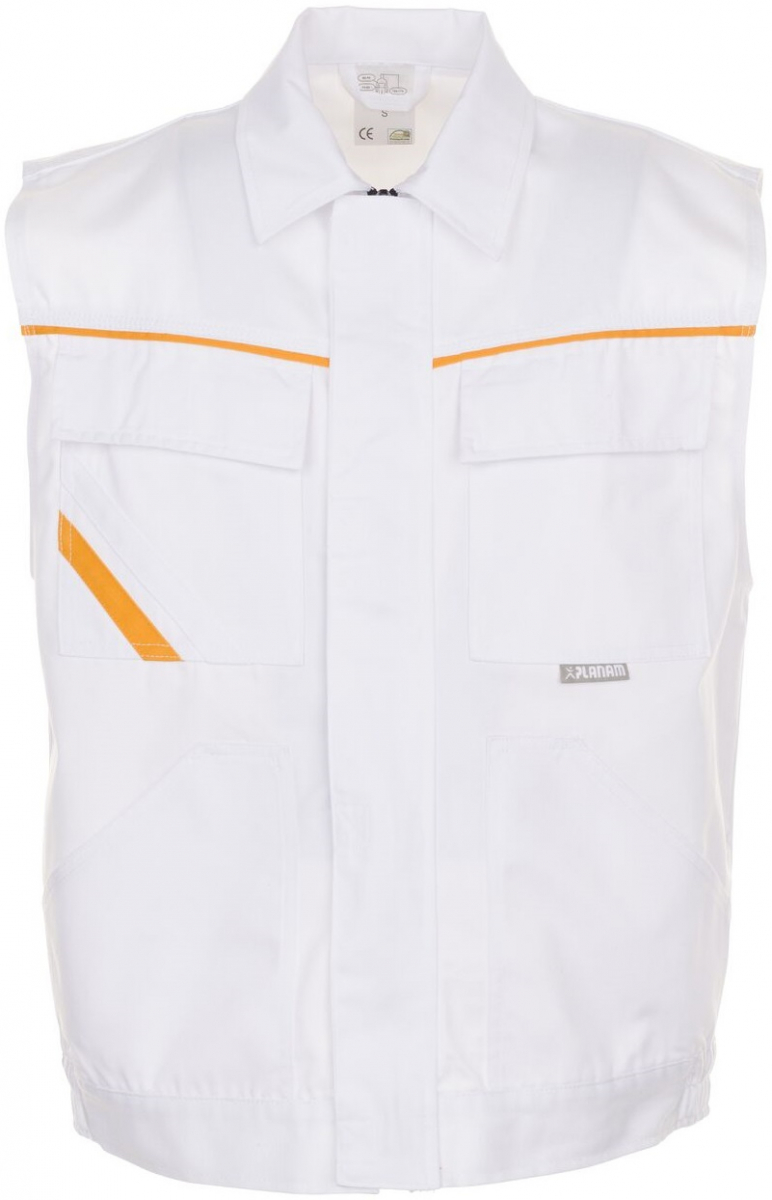 PLANAM-Workwear, Maler-Arbeits-Weste, MG Highline, weiß/weiß/gelb