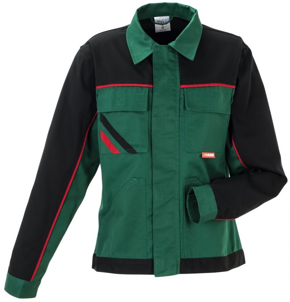 PLANAM-Workwear, Damen-Bundjacke, Highline, 285 g/m, grn/schwarz/rot