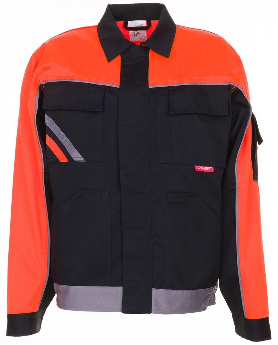 PLANAM-Workwear, Arbeits-Berufs-Bund-Jacke, Visline schwarz/orange/zink