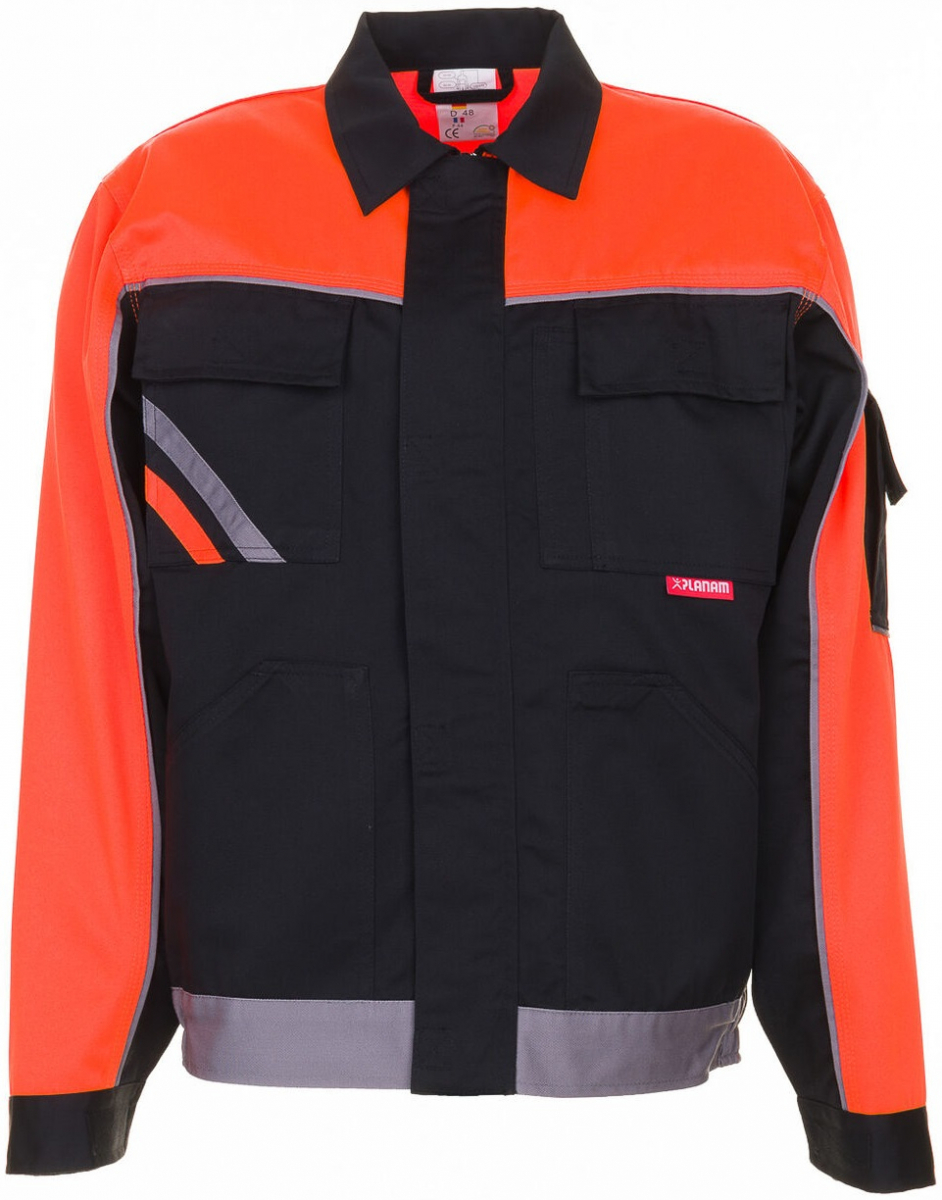 PLANAM-Workwear, Arbeits-Berufs-Bund-Jacke, Visline schwarz/orange/zink