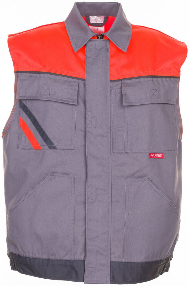 PLANAM-Workwear, Arbeitsweste, Weste Visline, zink/orange/schiefer