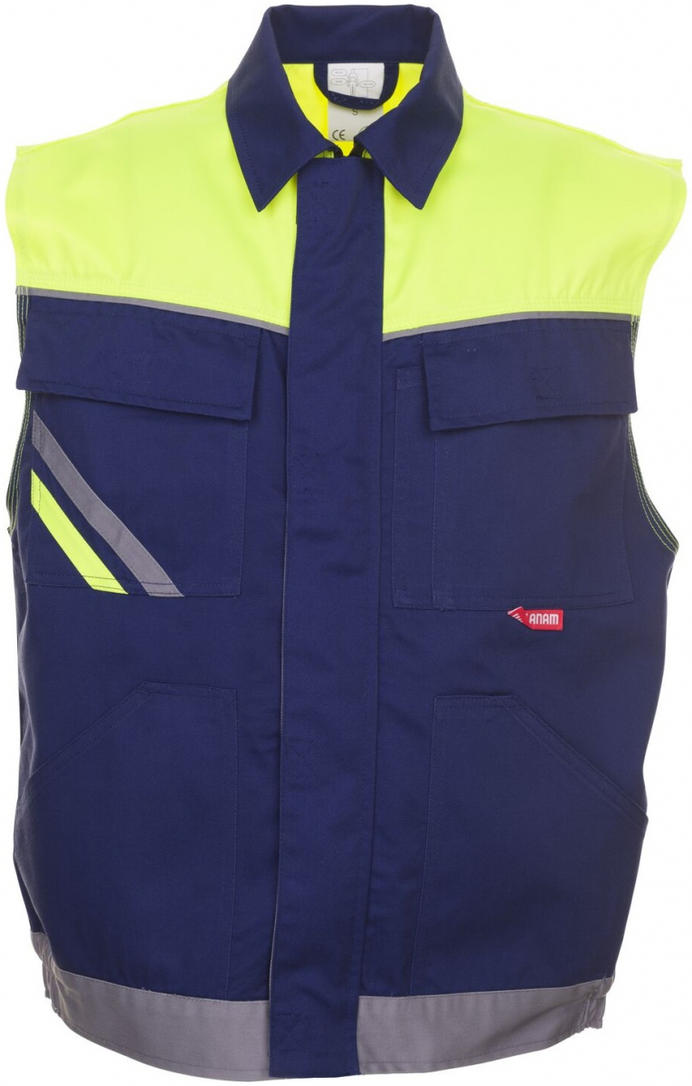 PLANAM-Workwear, Arbeitsweste Visline marine/gelb/zink