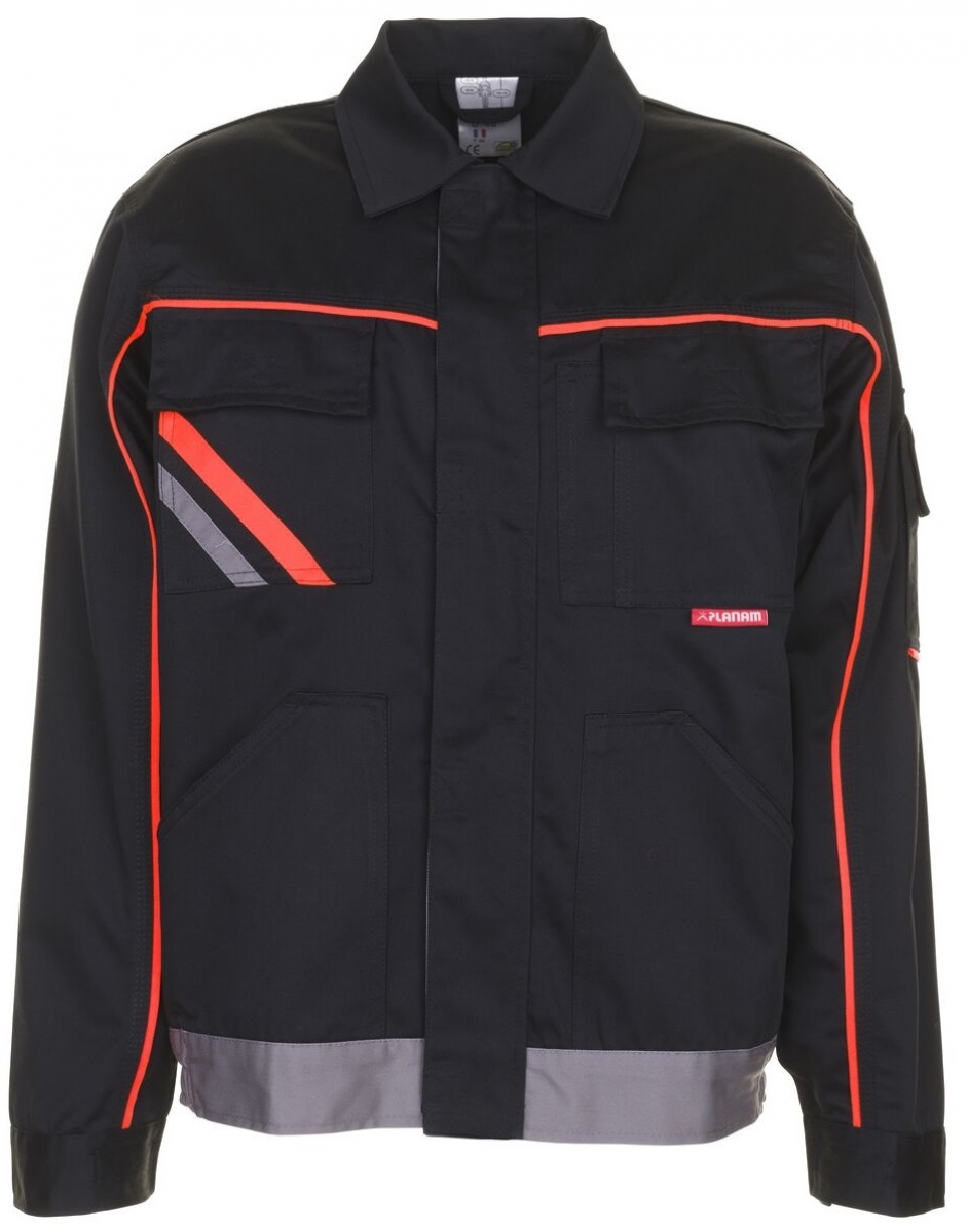 PLANAM-Workwear, Arbeits-Berufs-Bund-Jacke, Visline schwarz/orange/zink