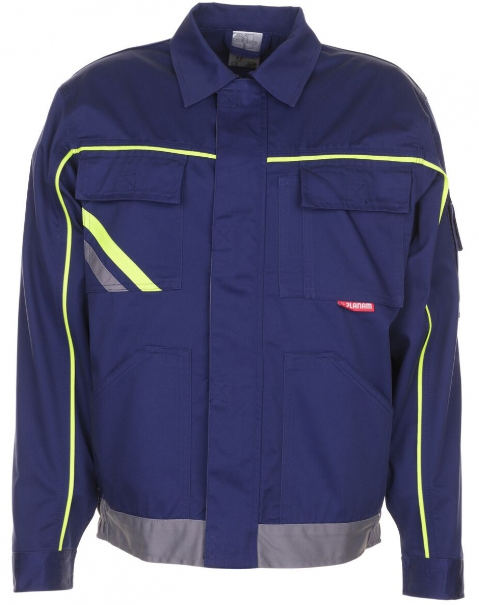 PLANAM-Workwear, Arbeits-Berufs-Bund-Jacke, Visline marine/gelb/zink