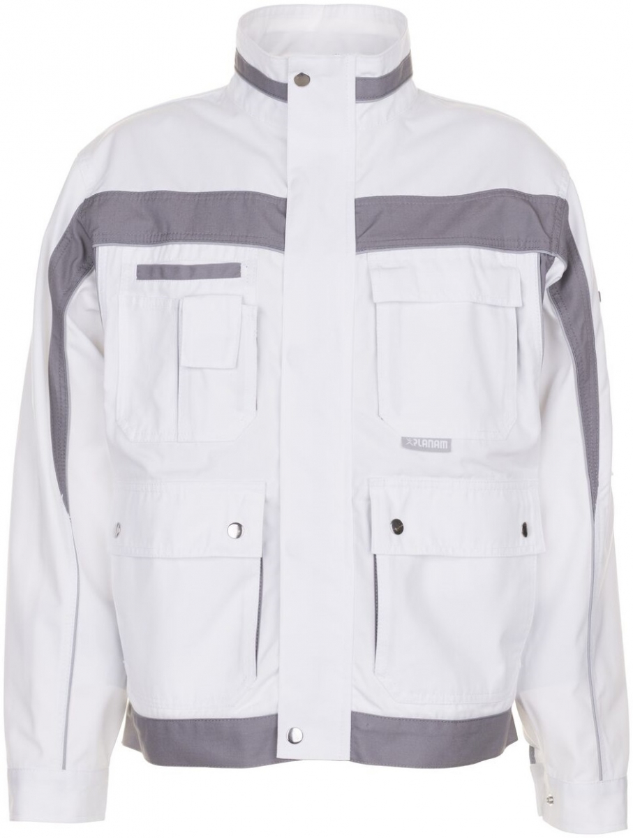 PLANAM-Workwear, Maler-Arbeits-Berufs-Bund-Jacke, MG Plaline, weiß/zink