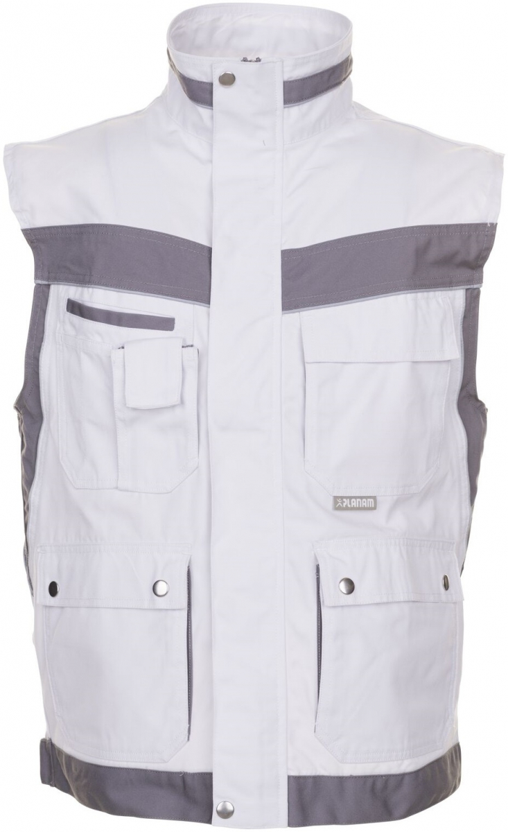 PLANAM-Workwear, Maler-Arbeits-Weste, MG Plaline, weiß/zink